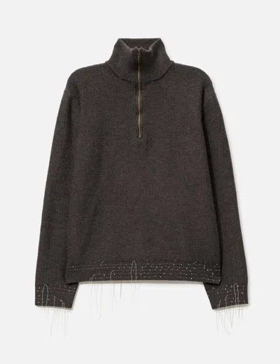 Maison Margiela Wool Quarter-zip Sweater In Brown
