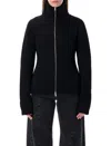 Maison Margiela Wool Ribbed Zip-up High-neck Cardigan In Black