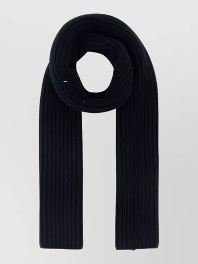 Maison Margiela Wool Scarf Long Ribbed Texture Design In Black