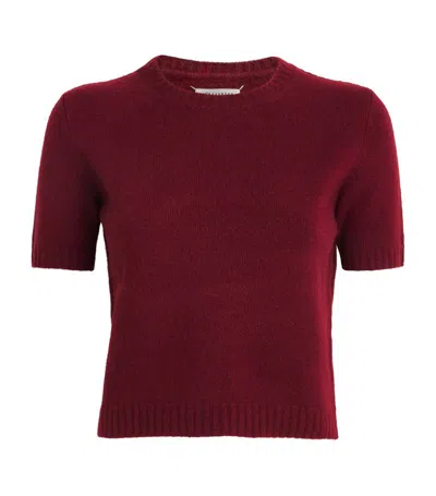 Maison Margiela Washed Wool Knit Top In Bordeaux