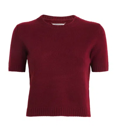 Maison Margiela Washed Wool Knit Top In Bordeaux