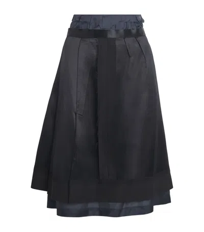 Maison Margiela Wool-silk Midi Skirt In Black