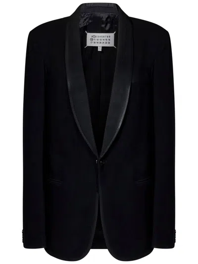 Maison Margiela Wool Single-breasted Blazer Jacket In Black