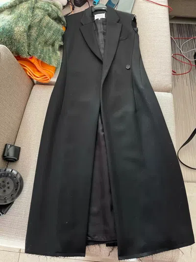Pre-owned Maison Margiela Wool Sleeveless Vest Coat In Black