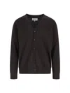 Maison Margiela Suede Patch Cardigan Sweaters And Cardigans Brown In Black