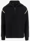 Maison Margiela Elbow Patch Half Zip Wool Pullover In Black