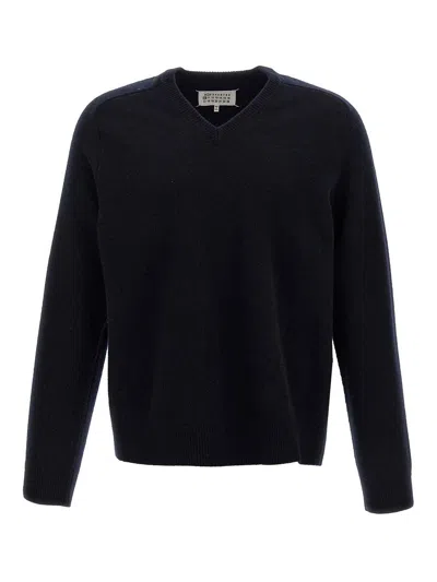 MAISON MARGIELA SUÉTER CON CUELLO DE PICO - AZUL