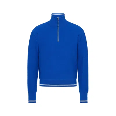 Maison Margiela Wool Sweater Man Bright Blue And Off White