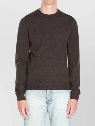 Maison Margiela Wool Sweater With Elbow Patches In Brown