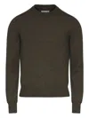Maison Margiela Brown Crew Neck Sweater With Elbow Patches And Fitted Waist
