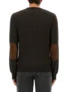 Maison Margiela Wool Sweater With Elbow Patches In Brown