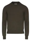 Maison Margiela Brown Crew Neck Sweater With Elbow Patches And Fitted Waist In Brown