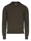 Maison Margiela Brown Crew Neck Sweater With Elbow Patches And Fitted Waist In Brown