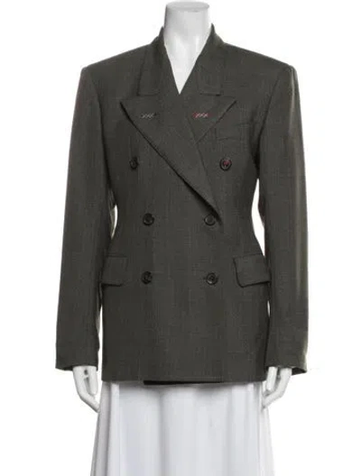 Pre-owned Maison Margiela Wool Tweed Pattern Blazer In Green