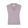 Maison Margiela Wool V-neck Gilet Woman Lilac In White