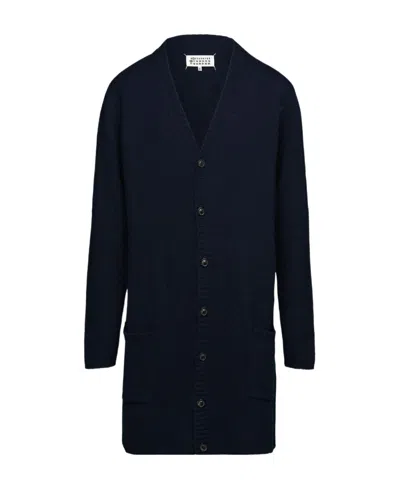 Maison Margiela Wool V-neck Knitted Cardigan In Black