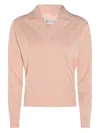 Maison Margiela Knitwear Collared Long Sleeves In Pink