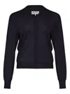 Maison Margiela Ribbed Trim V-neck Cardigan With Long Sleeves In Black