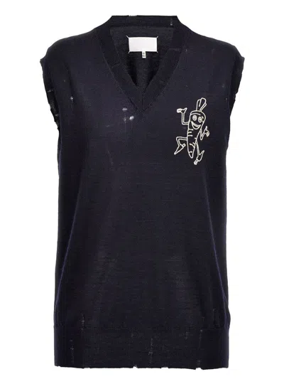 Maison Margiela Wool Vest In Blue
