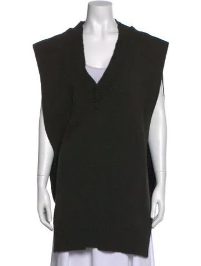 Pre-owned Maison Margiela Wool V-neck Sweater In Black