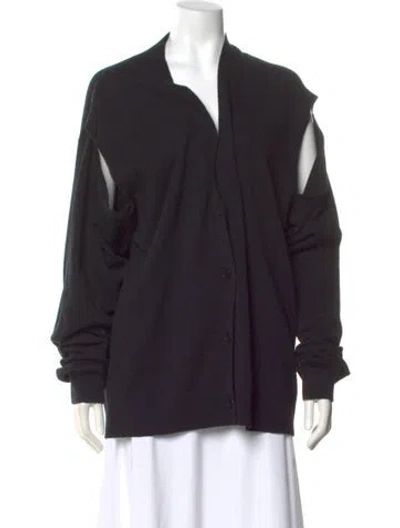 Pre-owned Maison Margiela Wool V-neck Sweater In Black