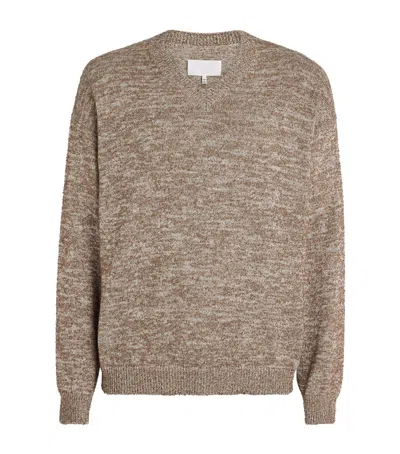 Maison Margiela Wool V-neck Sweater In Brown