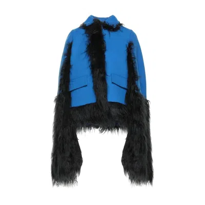 Maison Margiela Blue Wool Cloacks In Black