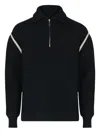 Maison Margiela Elbow Patch Half Zip Wool Pullover In Black