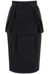 Maison Margiela Layered Pleated Canvas And Silk-satin Midi Skirt In Nero