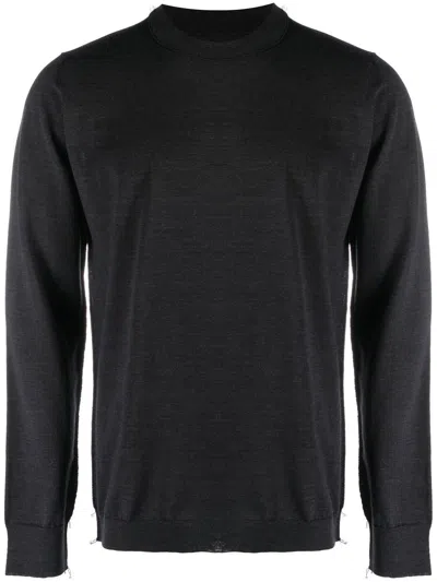 Maison Margiela Crew Neck Pullover Jumper In Blue
