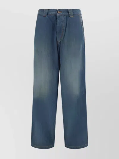 Maison Margiela Worker Pocket Wide-leg Cotton Jeans In Blue