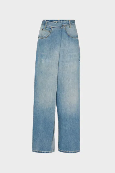 Maison Margiela Wrap Denim Jeans Woman Blue Jeans