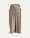 Maison Margiela Wrinkle Satin Midi Skirt In Multi