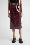 MAISON MARGIELA X PENDLETON CHECK LACQUERED MIDI SKIRT