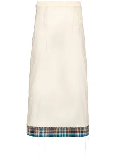 Maison Margiela X Pendleton Checked-trim Semi-sheer Skirt In White