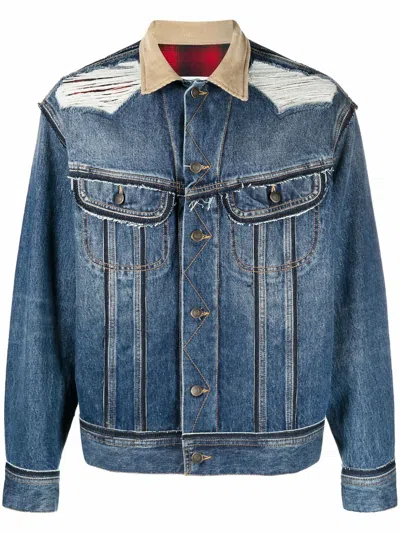 Maison Margiela Ripped-detailing Denim Jacket In Blue