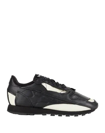 MAISON MARGIELA MAISON MARGIELA X REEBOK MAN SNEAKERS BLACK SIZE 5.5 SOFT LEATHER, TEXTILE FIBERS