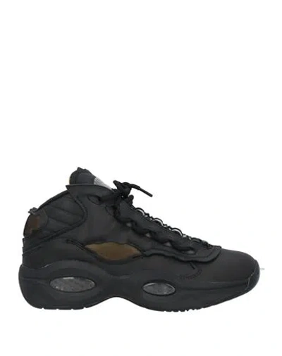 MAISON MARGIELA MAISON MARGIELA X REEBOK MAN SNEAKERS BLACK SIZE 8.5 RUBBER, SOFT LEATHER