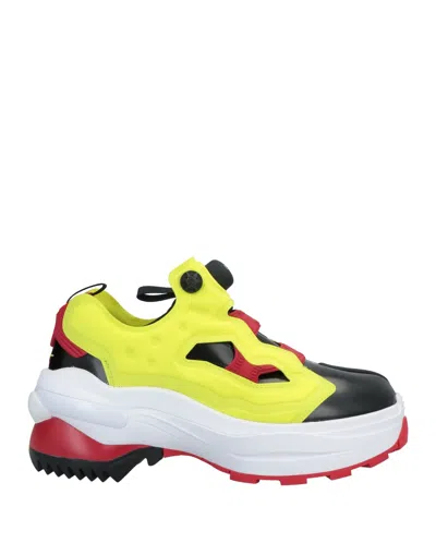 MAISON MARGIELA MAISON MARGIELA X REEBOK MAN SNEAKERS YELLOW SIZE 7 SOFT LEATHER, TEXTILE FIBERS