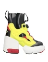 Maison Margiela X Reebok Woman Ankle Boots Yellow Size 7.5 Soft Leather, Textile Fibers
