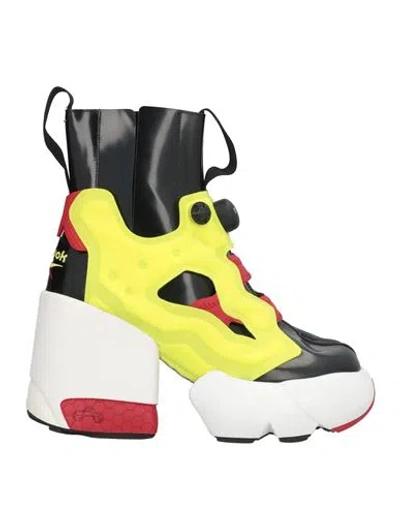 Maison Margiela X Reebok Woman Ankle Boots Yellow Size 7.5 Soft Leather, Textile Fibers