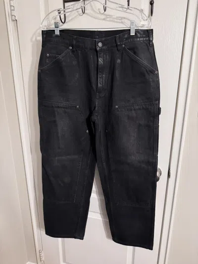 Pre-owned Maison Margiela X Supreme Mm6 Foil Waxed Double Knee Pants In Black