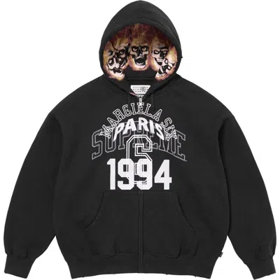 Pre-owned Maison Margiela X Supreme Mm6 Maison Margiela Hooded Zip Up Sweatshirt In Black