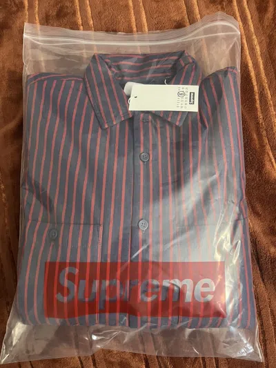 Pre-owned Maison Margiela X Supreme Mm6 Maison Margiela Padded Shirt Stripe Size S Small In Red