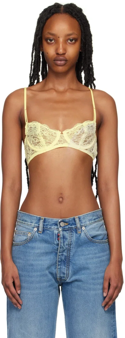 Maison Margiela Floral-lace Bra In 170 Yellow