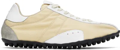 Maison Margiela Leather Lace-up Trainers Featuring Suede Accents In White