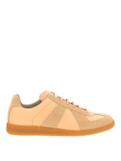 Maison Margiela Leather Trainers In Yellow