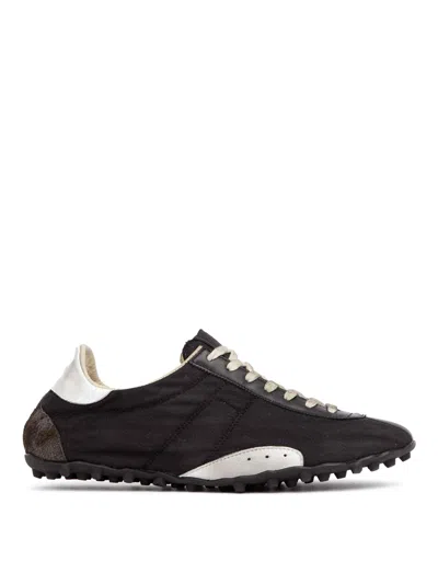 Maison Margiela Sprinter Leather And Suede-trimmed Twill Sneakers In Black