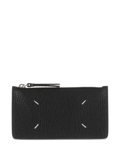 Maison Margiela Zip Detail Cardholder Wallet In Black