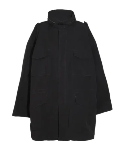 Maison Margiela Zip-fastened Drawstring Coat In Black